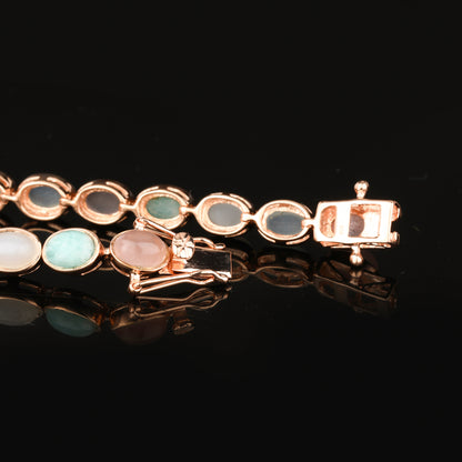 Natural Mixed Gemstones Bracelet 17.46 Carats Gold Plated Silver