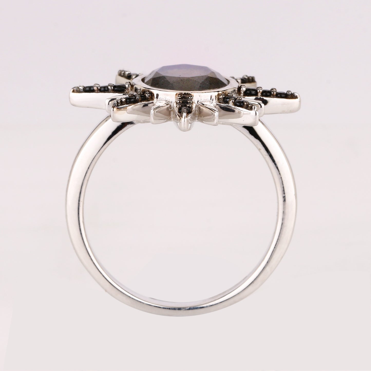 Labradorite Ring With Black Spinel 2.49 Carats Sterling Silver