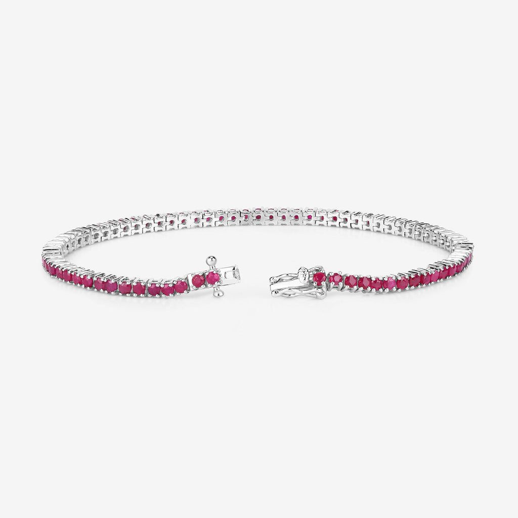 Ruby Tennis Bracelet 4.42 Carats Sterling Silver