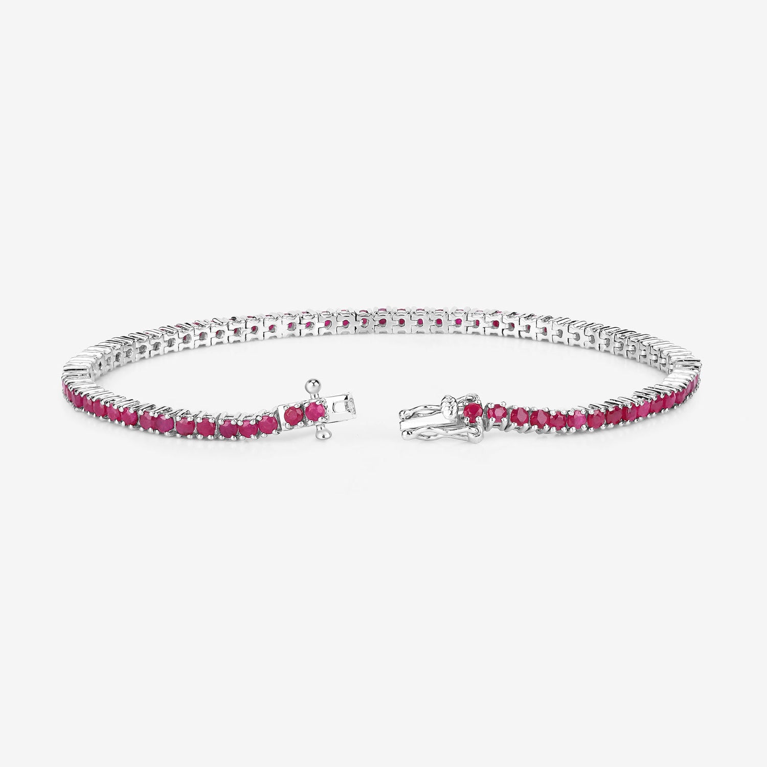 Ruby Tennis Bracelet 4.42 Carats Sterling Silver