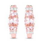 Morganite Earrings With White Topaz 1.26 Carats Gold Plated Silver