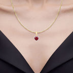 Ruby Heart Pendant With Diamonds 4.44 Carats 14K Yellow Gold