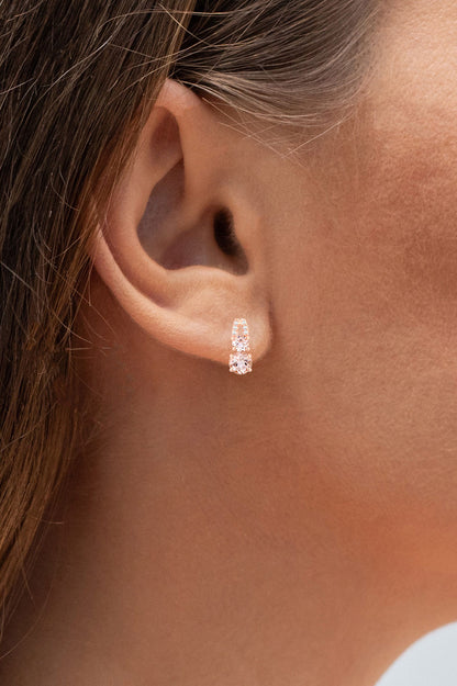 Morganite Earrings With Diamonds 0.62 Carats 14K Rose Gold