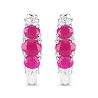 Natural Ruby Earrings With White Topaz 1.60 Carats Sterling Silver
