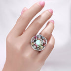 Opal Ring With Multicolor Tourmaline 5.8 Carats Sterling Silver
