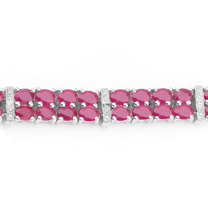 Ruby Tennis Bracelet With White Topaz 17.6 Carats Sterling Silver