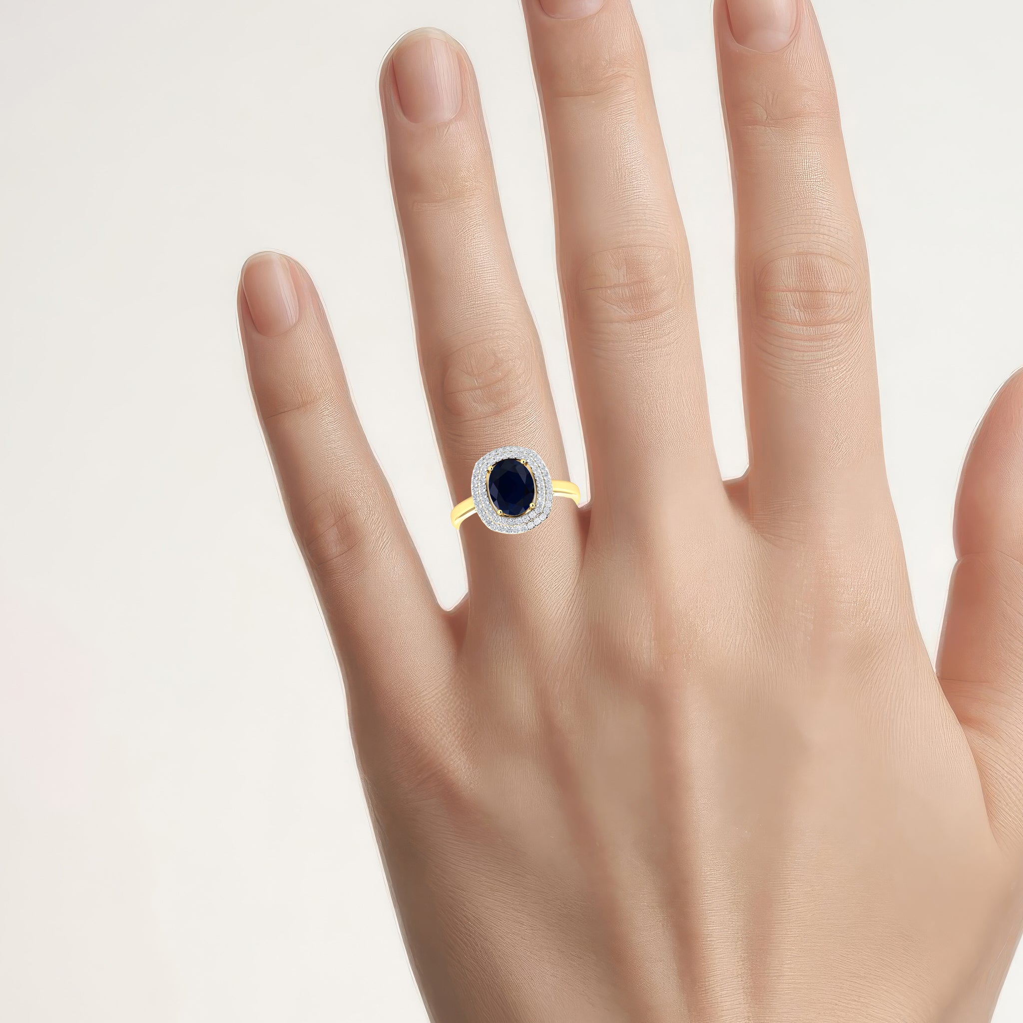Blue Sapphire Ring With Diamonds 2.34 Carats 14K Yellow Gold