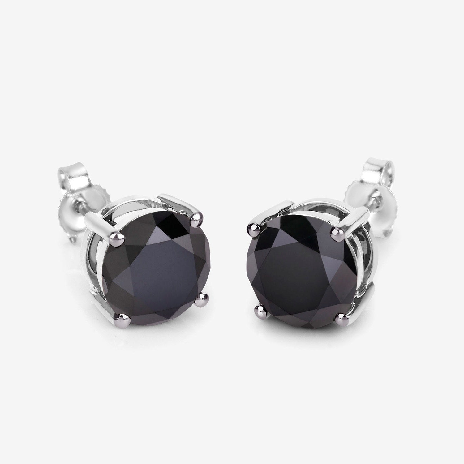 Black Diamond Earrings 4.9 Carats 14K White Gold