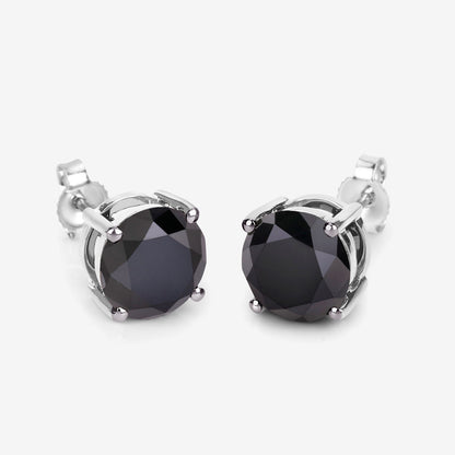 Black Diamond Earrings 4.9 Carats 14K White Gold