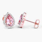 Morganite Stud Earrings With Diamonds 1.52 Carats 14K Rose Gold