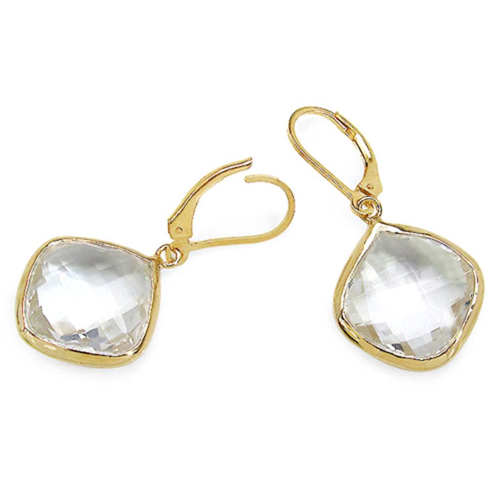 Crystal Quartz Earrings 21.6 Carats Gold Plated Silver