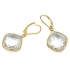 Crystal Quartz Earrings 21.6 Carats Gold Plated Silver