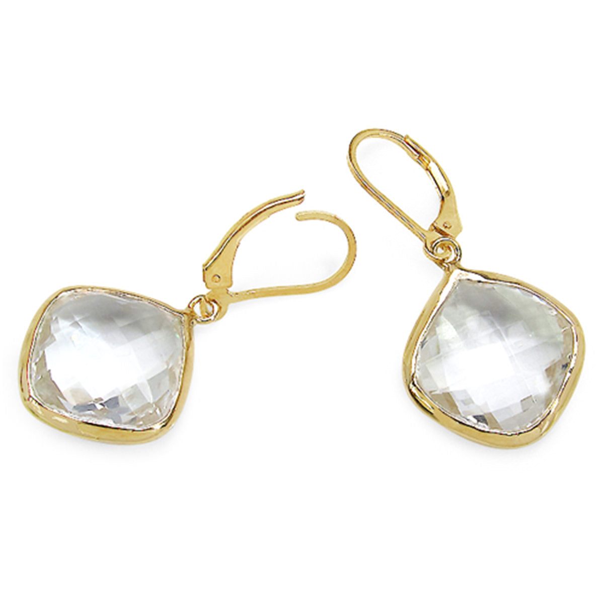 Crystal Quartz Earrings 21.6 Carats Gold Plated Silver