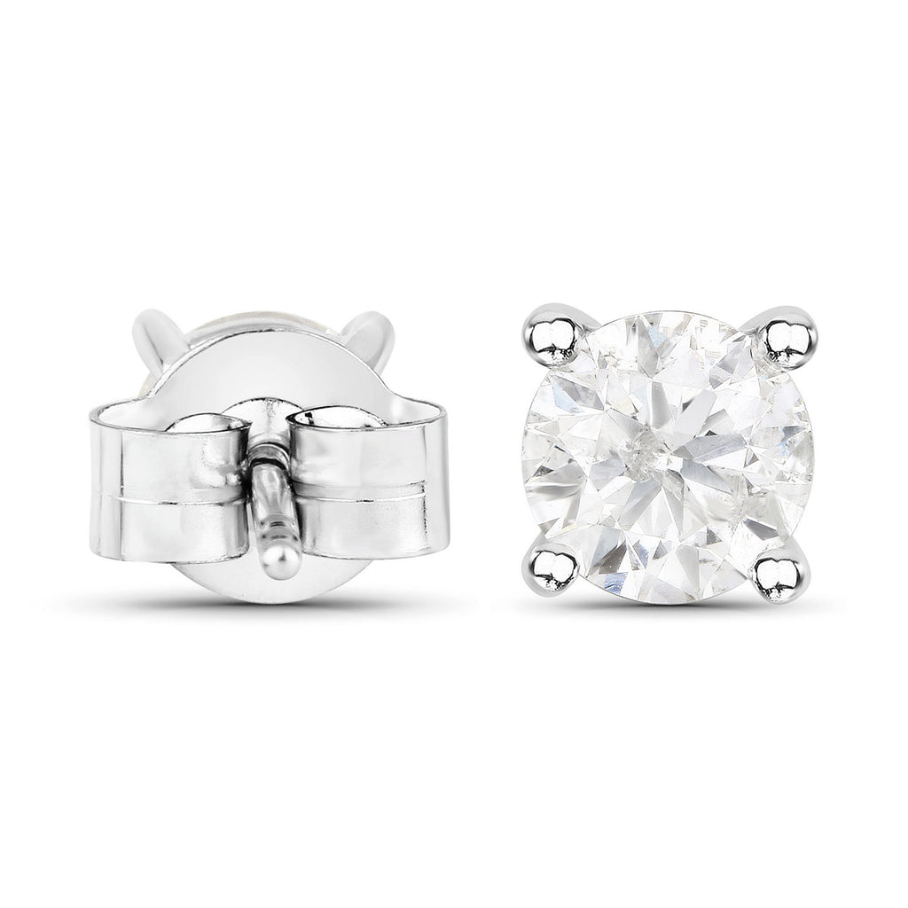 Diamond Stud Earrings 1 Carats 14K White Gold