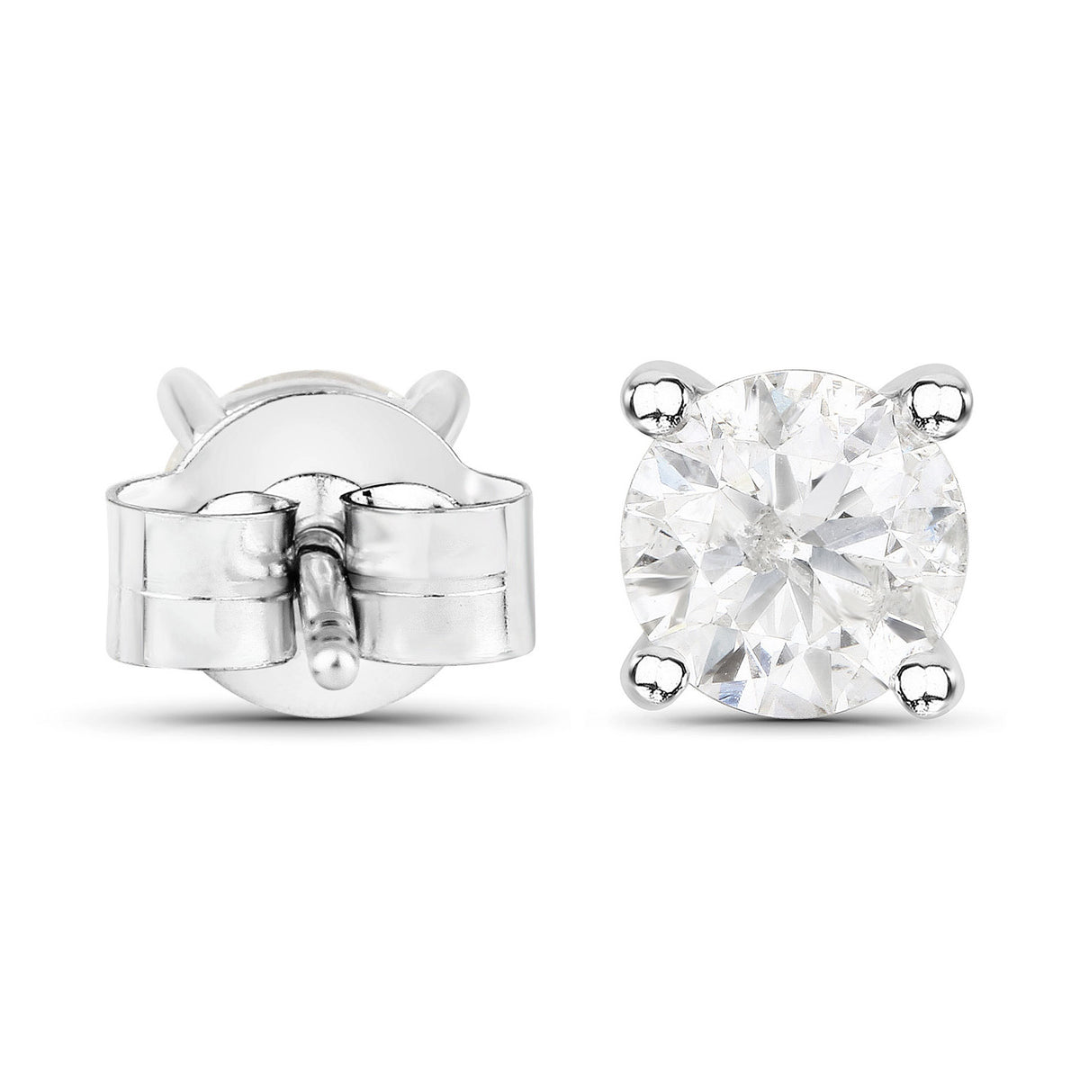 Diamond Stud Earrings 1 Carats 14K White Gold