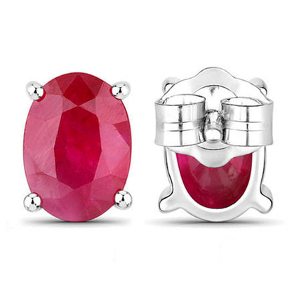 Ruby Earrings 1.68 Carats 14K White Gold