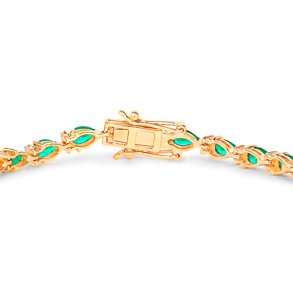 Emerald Bracelet With Diamonds 4.62 Carats 14K Yellow Gold