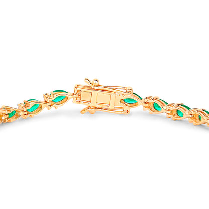 Emerald Bracelet With Diamonds 4.62 Carats 14K Yellow Gold