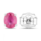 Ruby Stud Earrings 0.58 Carats 14K White Gold