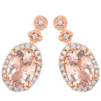 Morganite Earrings With Diamonds 0.82 Carats 10K Rose Gold