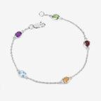 Natural Mixed Gemstones Bracelet 1.76 Carats Sterling Silver