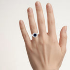 Blue Sapphire Ring With Diamonds 2.7 Carats 14K White Gold