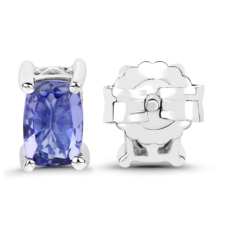 Tanzanite Stud Earrings 1.04 Carats Sterling Silver