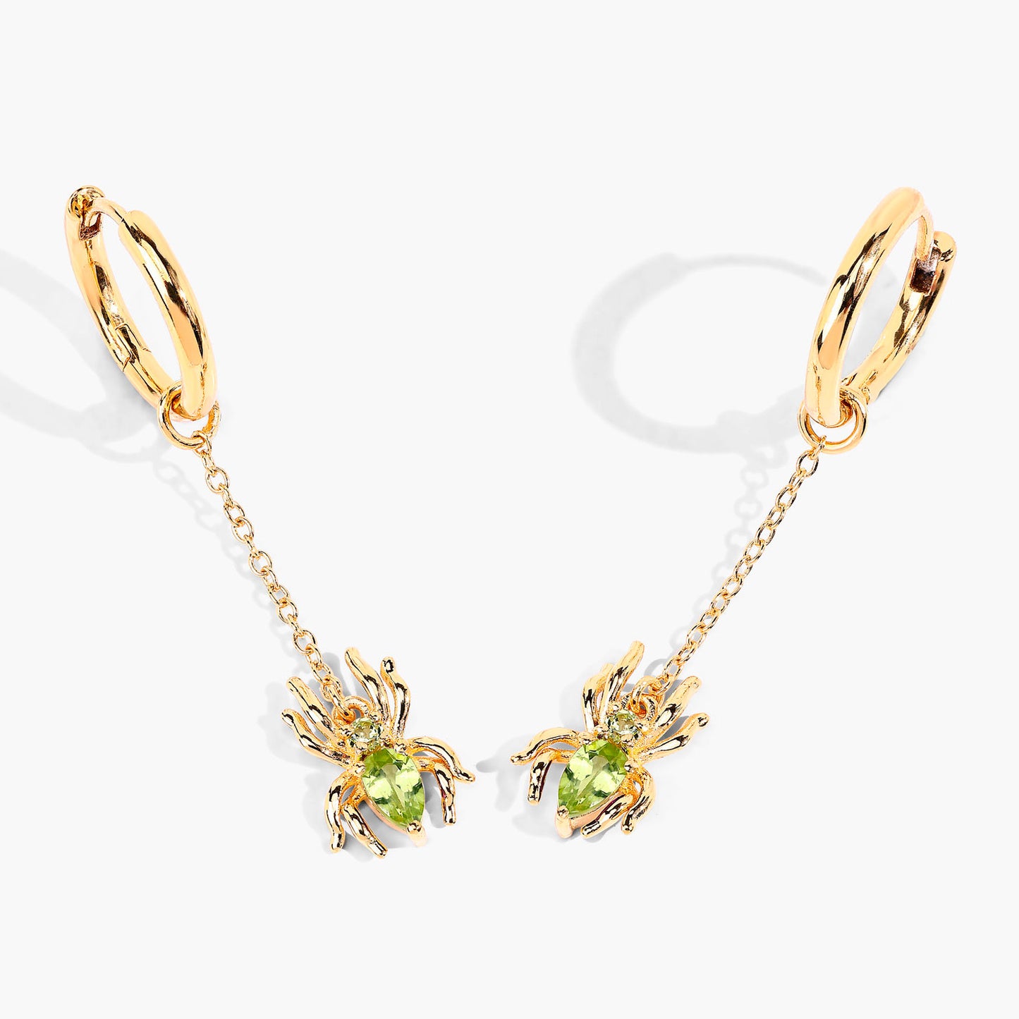 Peridot Spider Earrings 0.48 Carats Gold Plated Silver