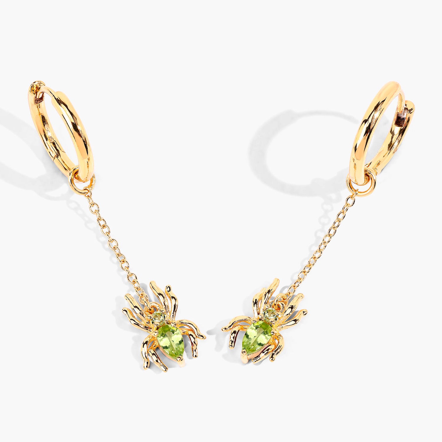 Peridot Spider Earrings 0.48 Carats Gold Plated Silver