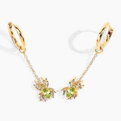 Peridot Spider Earrings 0.48 Carats Gold Plated Silver