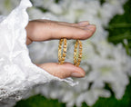 Citrine Hoop Earrings 4.78 Carats Gold Plated Silver