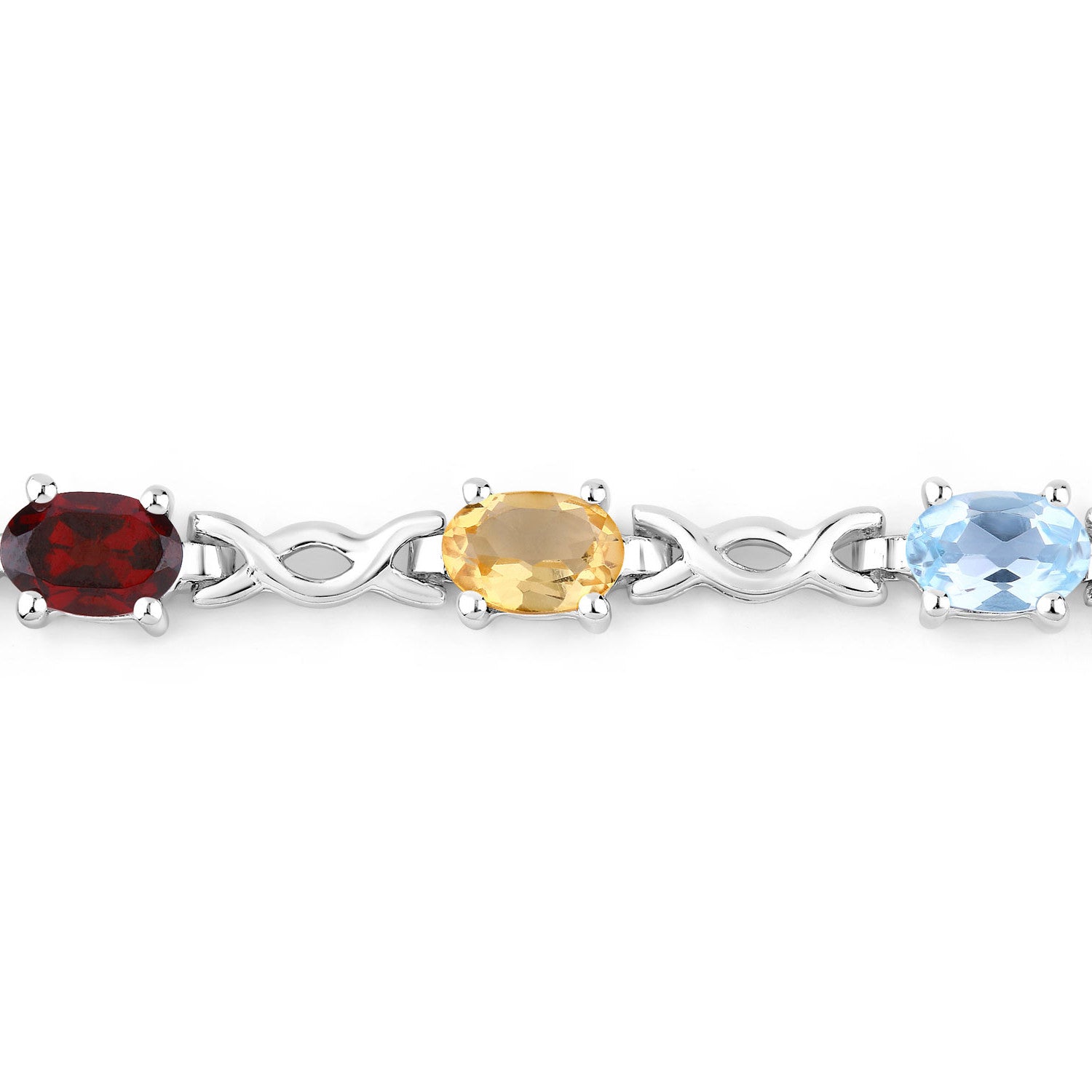 Natural Mixed Gemstones Bracelet 2.18 Carats Sterling Silver