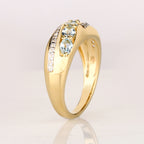 Sky Blue Topaz Ring With White Topaz 1.11 Carats Gold Plated Silver