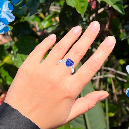 Tanzanite Ring With Diamonds 2.48 Carats 14K White Gold