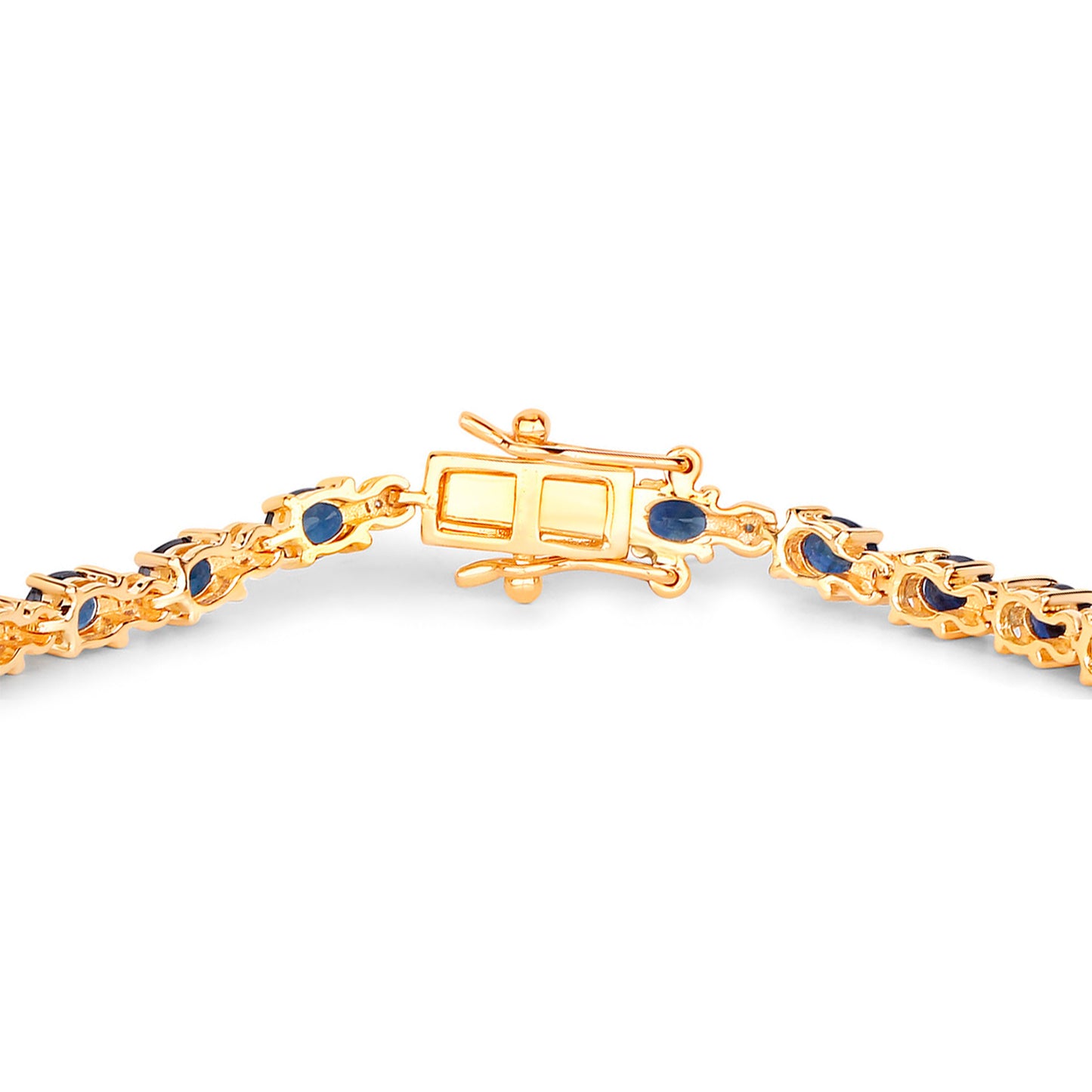 Blue Sapphire Bracelet With Diamonds 5.54 Carats 14K Yellow Gold