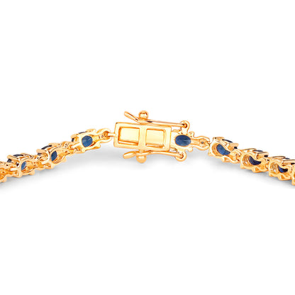 Blue Sapphire Bracelet With Diamonds 5.54 Carats 14K Yellow Gold