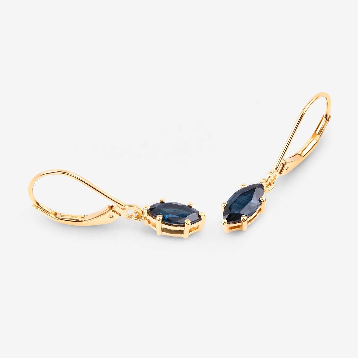 Natural Sapphire Dangle Earrings 1.18 Carats 10K Yellow Gold