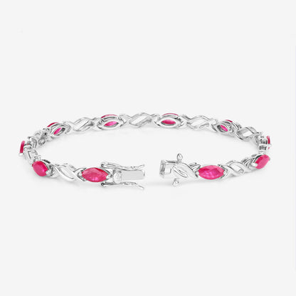 Ruby Bracelet 4.98 Carats 10K White Gold
