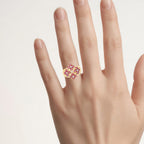 Ruby Ring With White Topaz 2.1 Carats Gold Plated Silver