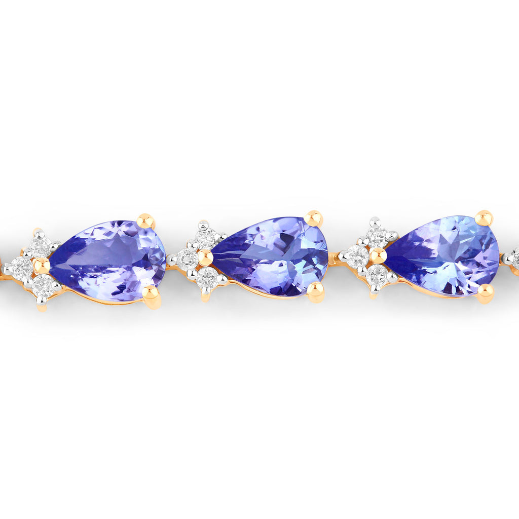 Tanzanite Tennis Bracelet Diamonds 8.2 Carats 14K Yellow Gold