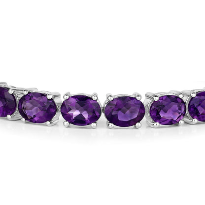 Amethyst Tennis Bracelet 23.10 Carats Rhodium Plated Sterling Silver