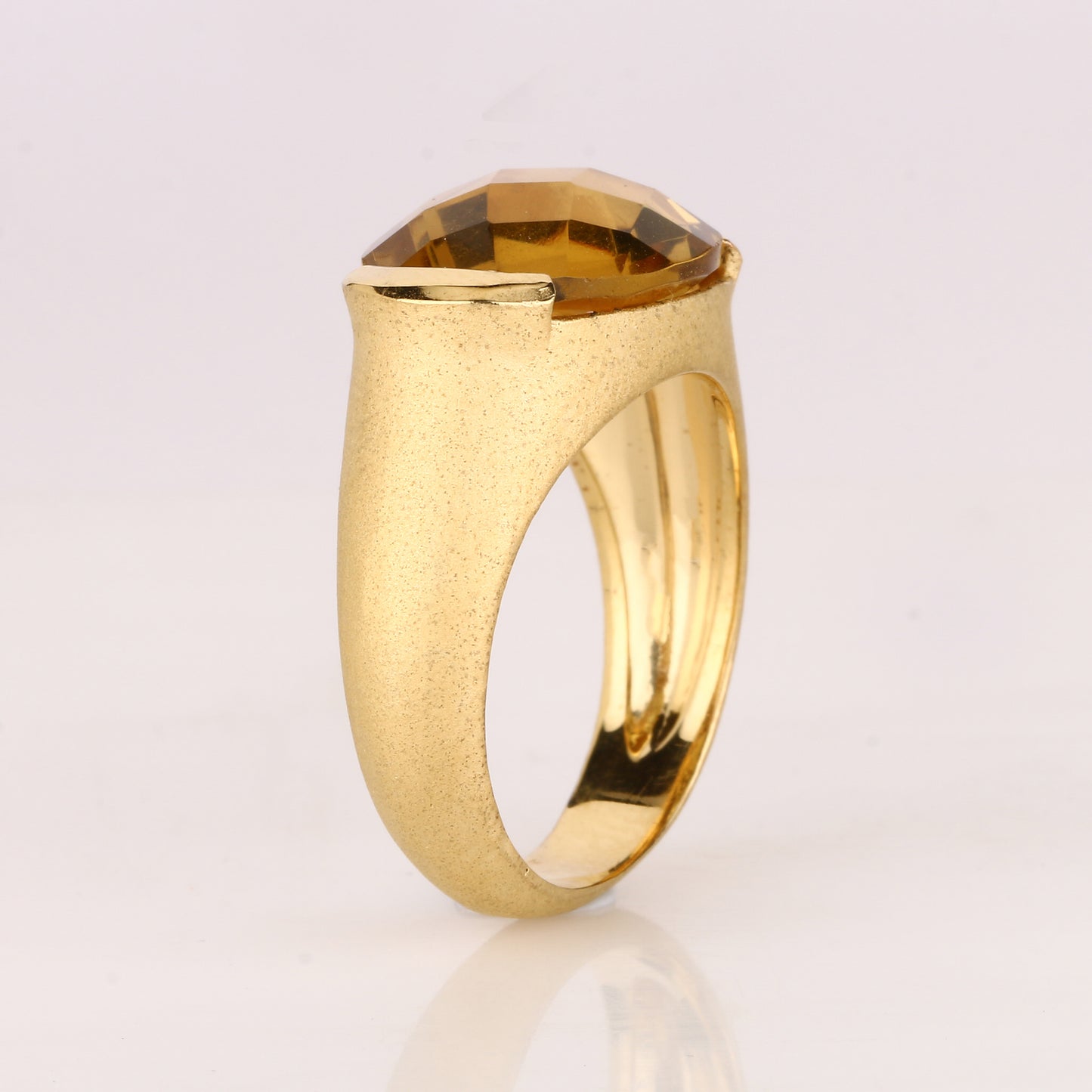 Champagne Quartz Ring 8.40 Carats Gold Plated Silver