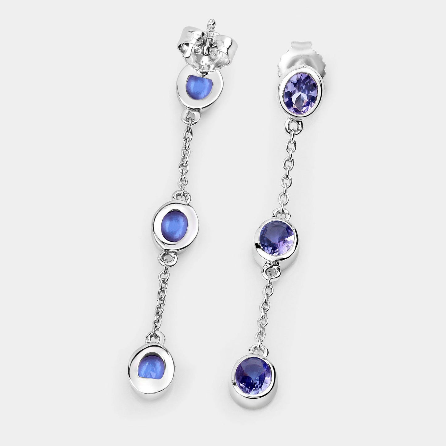 Natural Tanzanite Earrings 1.96 Carats Sterling Silver