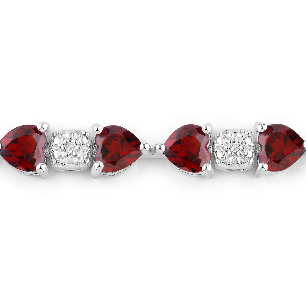 Garnet Tennis Bracelet With Diamonds 11 Carats Sterling Silver