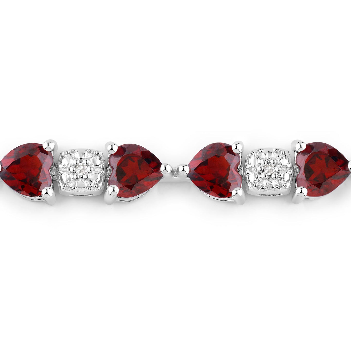 Garnet Tennis Bracelet With Diamonds 11 Carats Sterling Silver