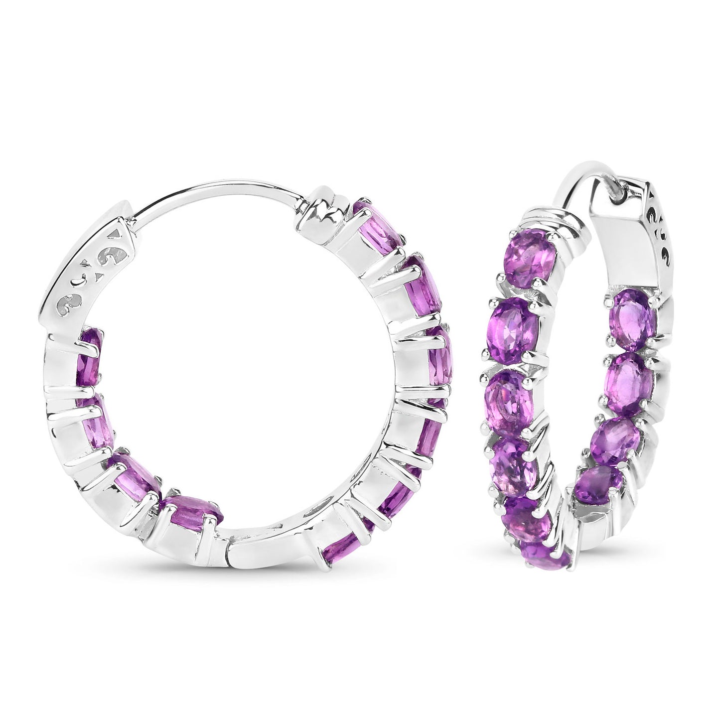 Natural Amethyst Hoop Earrings 3.22 Carats