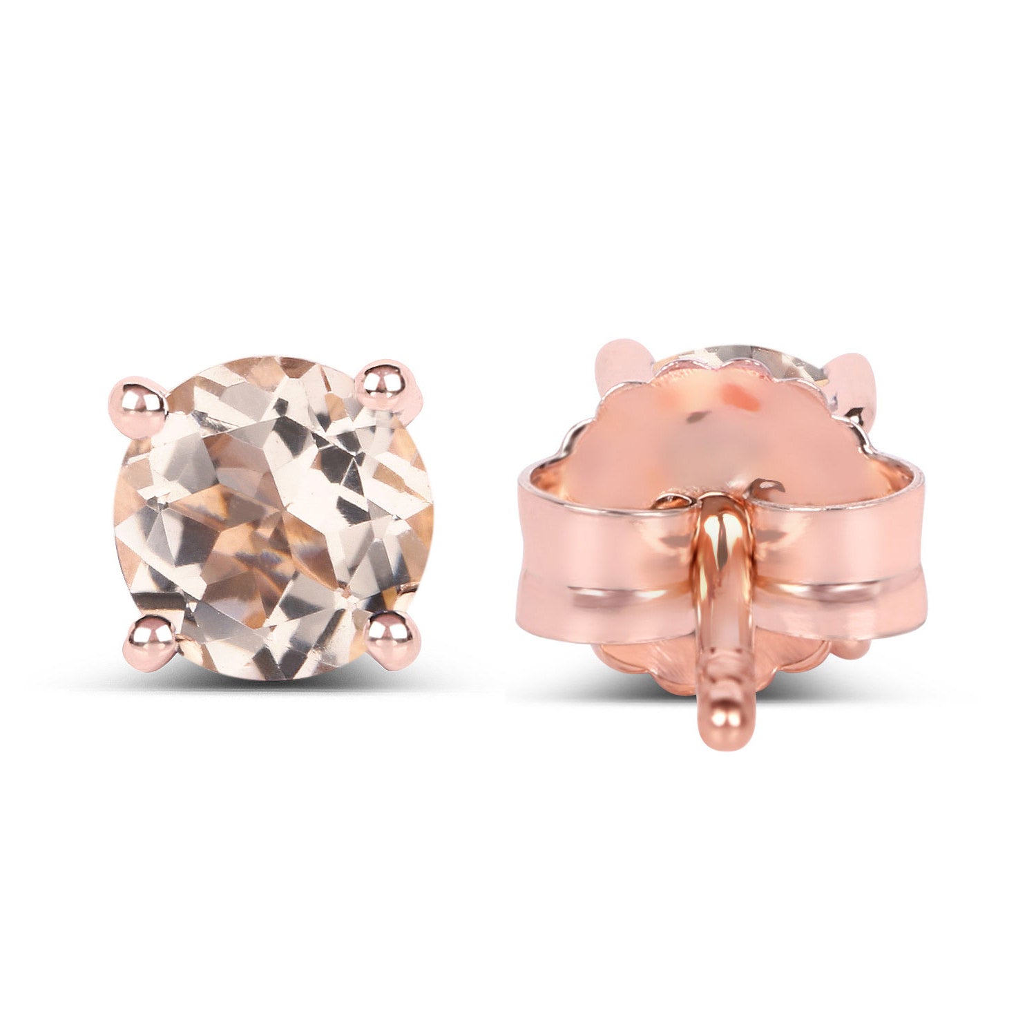 Morganite Stud Earrings 0.78 Carats Gold Plated Silver