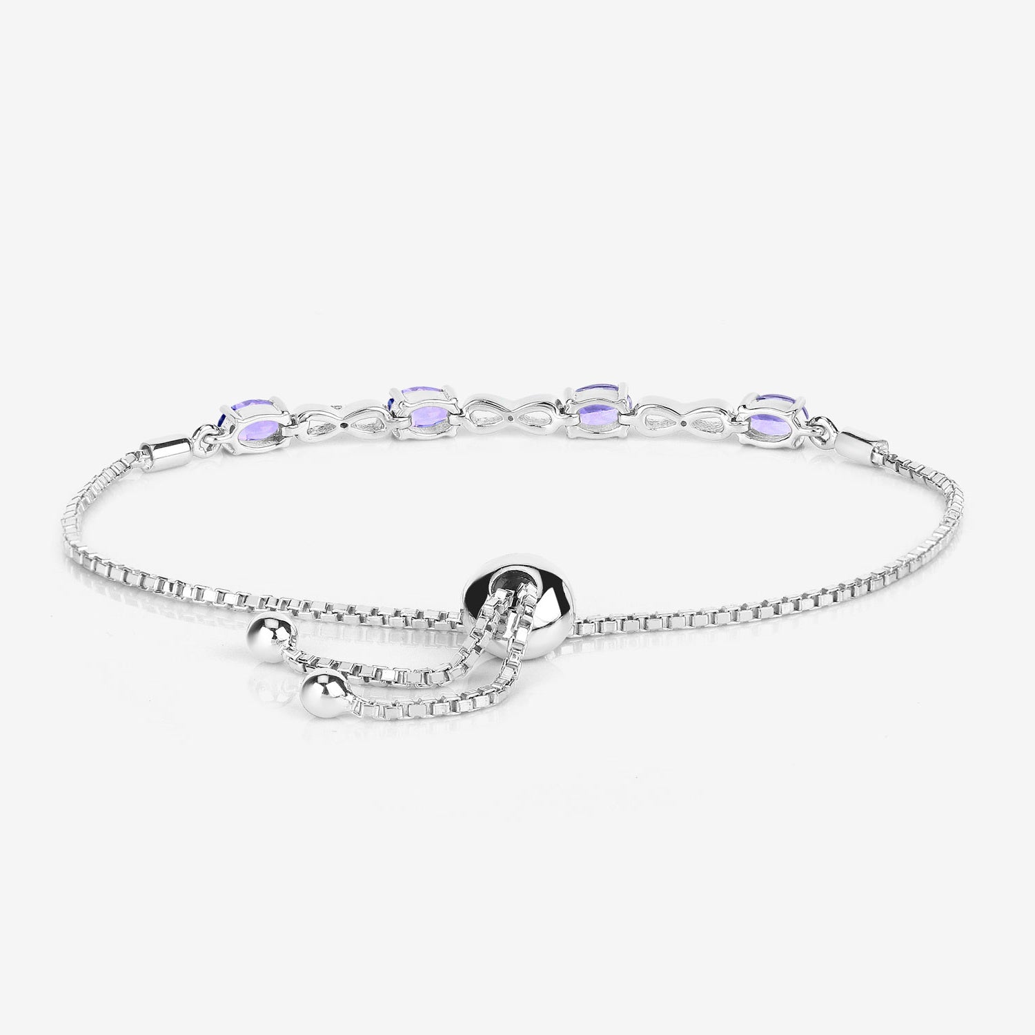 Tanzanite Bracelet With White Topaz 1.78 Carats Gold Plated Sterling Silver