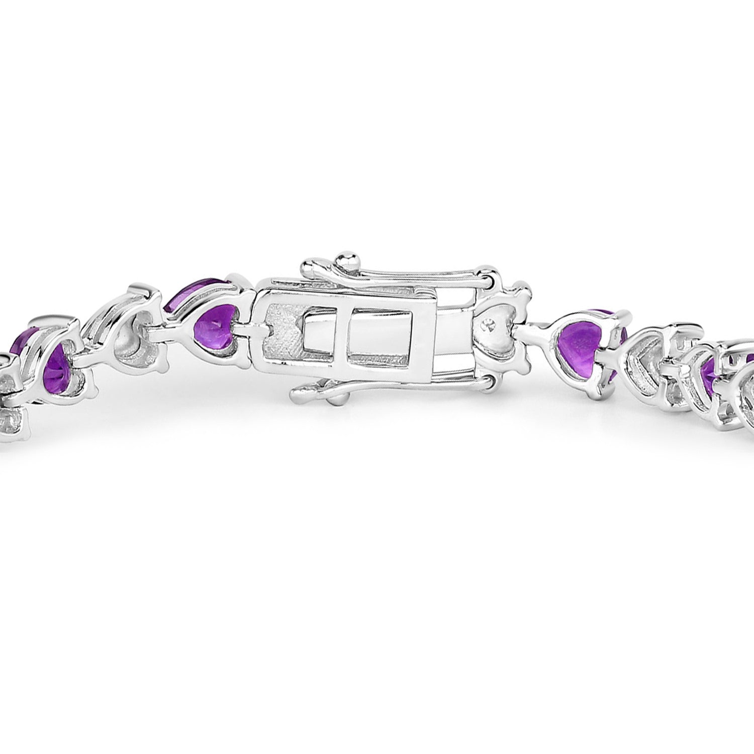 Amethyst Heart Bracelet With Diamonds 6.56 Carats Sterling Silver