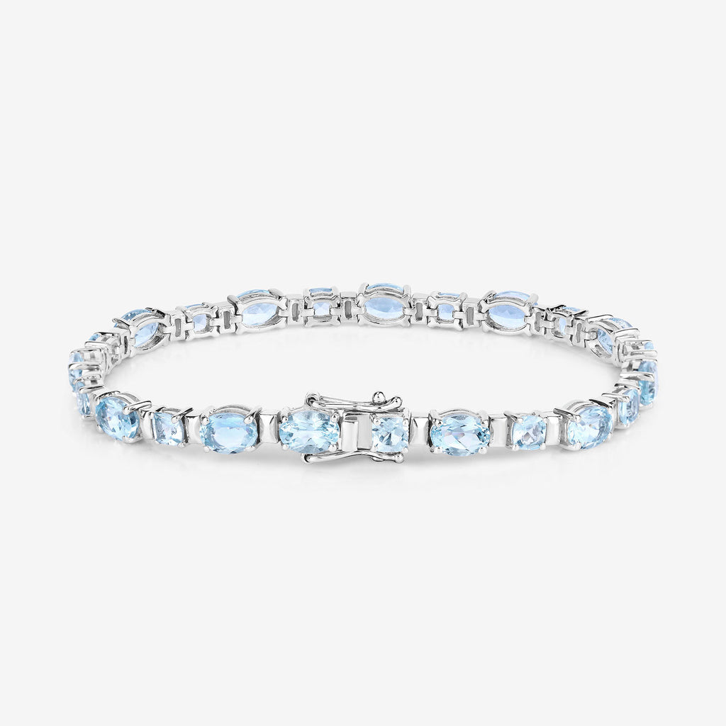 Aquamarine Tennis Bracelet 10 Carats Sterling Silver